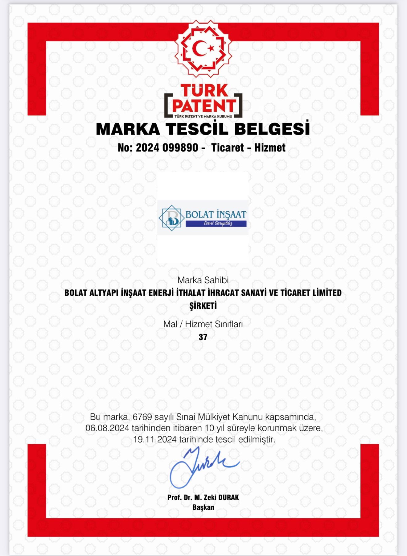 Marka Tescil Belgesi